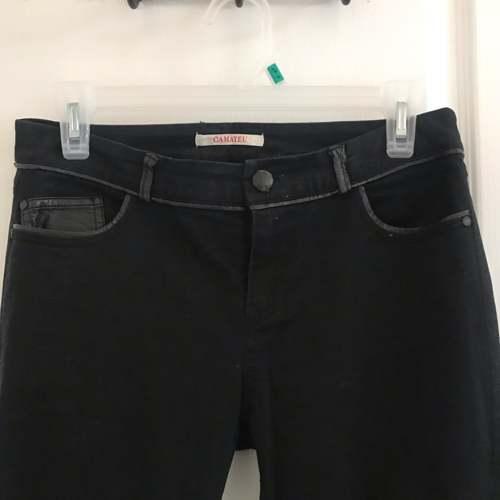 CAMAÏEU LEATHER DETAIL JEANS